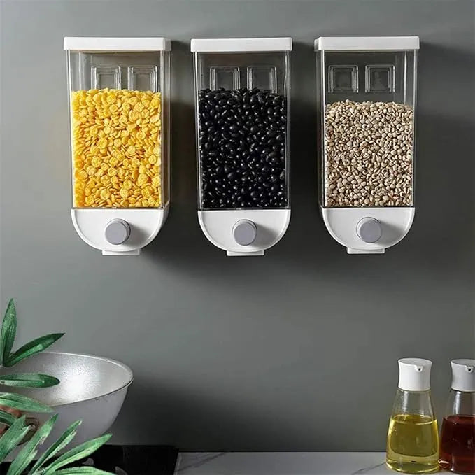 1.5L Wall Mounted Rice Bucket Kitchen Cereal Dispenser Daraazpk