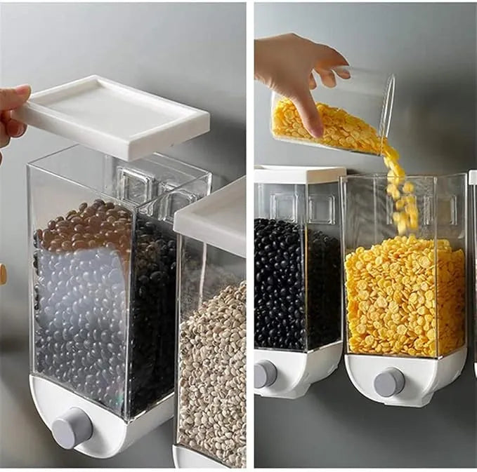 1.5L Wall Mounted Rice Bucket Kitchen Cereal Dispenser Daraazpk
