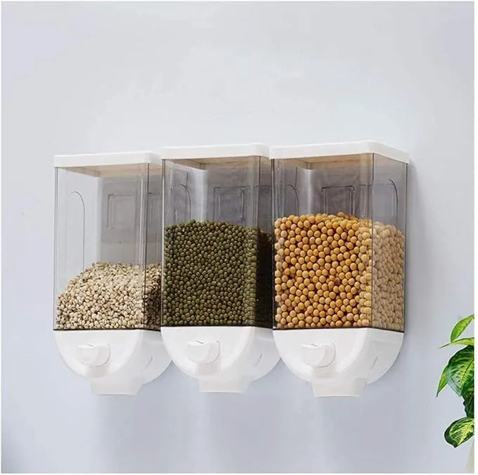 1.5L Wall Mounted Rice Bucket Kitchen Cereal Dispenser Daraazpk