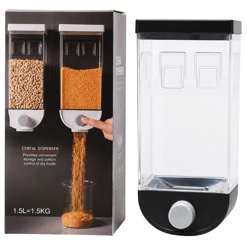 1.5L Wall Mounted Rice Bucket Kitchen Cereal Dispenser Daraazpk